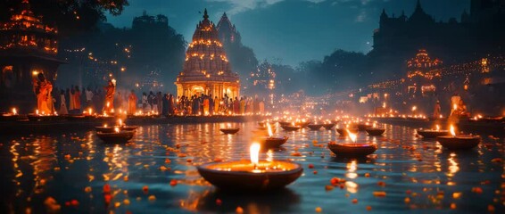 People celebrating Diwali in india, energetic atmosphere. The street is crowded with people celebrating, festive indian divali