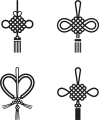 Lucky knots silhouette set vector illustration isolated On Transparent Background