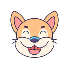 Smiling cartoon cat face vector illustration happy animal pet kitten character graphic design art