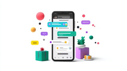 Chatbot Confirming Order via Phone in Colorful User Interface With Dynamic Elements and Vibrant Design Generative AI