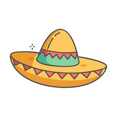 Illustration of a yellow sombrero with red and green accents for cinco de mayo party decor