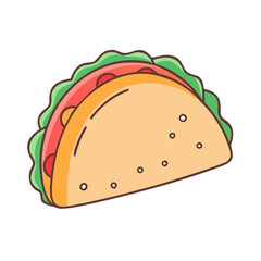 Delicious cartoon taco illustration vector graphic for mexican food and fast food restaurant menu design