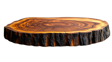 Illuminated Tree Stump with Detailed Growth Rings and Bark Texture for Nature Design and Arti