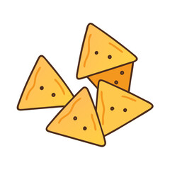 Illustration of crunchy tortilla chips snack food yellow triangle shape for party appetizer