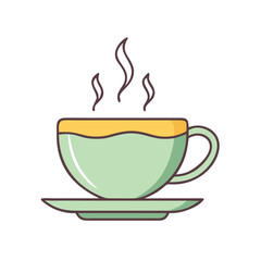 Illustration of coffee cup tea cup hot drink beverage cup saucer steam caffeine morning break time 90