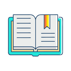 Open book illustration with bookmark for reading education literature and knowledge resource concept