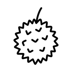 Durian doodle icon with hand drawn design style