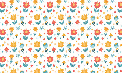 Stylized Colorful Vector  Illustration Floral Seamless Pattern