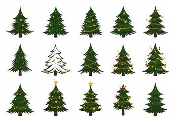 Obraz premium Christmas Tree Illustrations: Festive Green & Gold Designs AI Generated