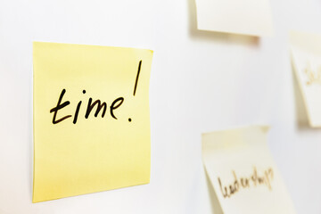 Yellow Sticky Note With Handwritten Word Time