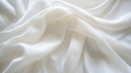 Fototapeta premium Soft white fabric drapes elegant texture background smooth flowing material