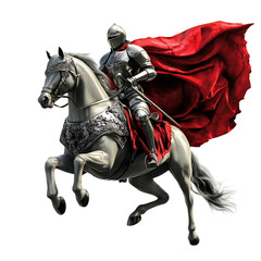 A Cartoon Knight Riding a Horse Isolated on Transparent Background