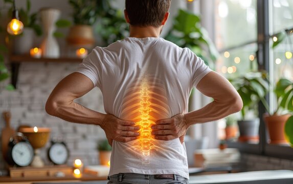 Spinal issue: lumbar discomfort, nerve irritation, back tension, disc bulge, vertebrae misalignment, muscular strain, sciatica flare, joint pressure, posture imbalance, painful region.
