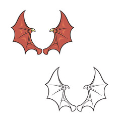 dragon wings vector illustration. Drawing with line art. 