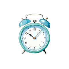 Morning Call: A hand-painted blue alarm clock rings in the new day, the watercolor strokes lending a gentle touch, and the timepiece a classic charm.