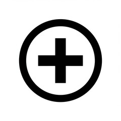Obraz premium Black plus symbol inside circle on white background