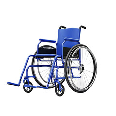 Fototapeta premium Wheelchair Symbolizing Mobility: A close-up, studio shot of a modern wheelchair, painted in striking blue, representing independence, mobility, and freedom in daily living.