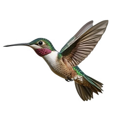 Obraz premium A Hummingbird in Flight against isolated background, illustrating swift movement. The hummingbird exhibits beautiful and vibrant colors.