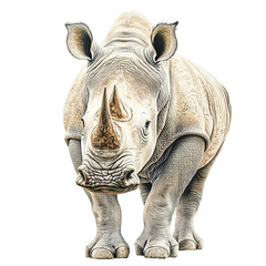 Fototapeta premium Majestic Rhino Portrait: A stunning, detailed portrait of a rhinoceros showcases the raw power and unique features of this magnificent animal.