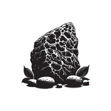 black rock formation with leaves clip art preview