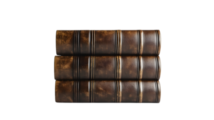 Stacked Vintage Leather Books on Black Background Classic Literature Education and Knowledge