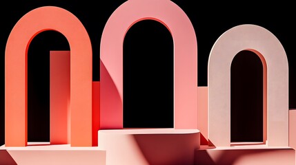 Fototapeta premium Abstract Pastel Archways Minimalist Product Display Background