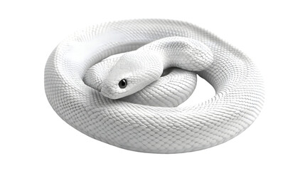 Fototapeta premium A coiled white snake with detailed scales perfect for nature wildlife and design projects