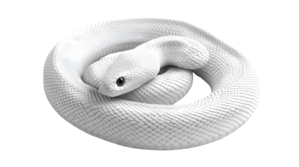 A coiled white snake with detailed scales perfect for nature wildlife and design projects
