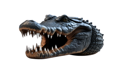Aggressive Alligator Head 3D Render Reptile Predator Jaws Teeth Wildlife Dark Background