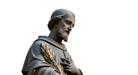 cattolic portrait statue on white background