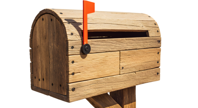 wooden mailbox isolated