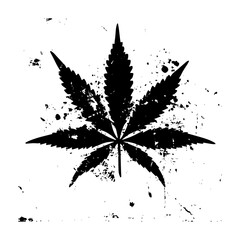 grunge marijuana leaf silhouette illustration