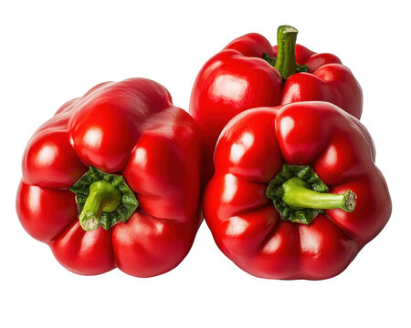 Fresh Red Bell Peppers on White Background for Culinary Use