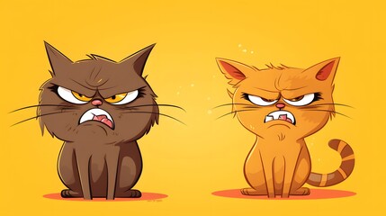 Cute Cartoon Emoticons of Angry Cats Smiling for Home Animal-themed Designs