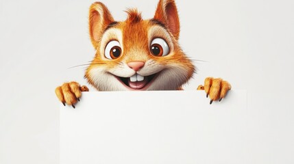 Obraz premium Animated squirrel holding blank sign (1)