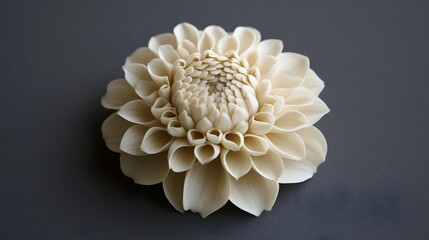 Elegant Cream Dahlia Flower Blossom Closeup Photography