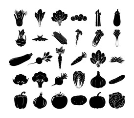 vegetable icons collection in silhouette style