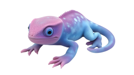 A vibrant colorful lizard with pink and blue hues perfect for fantasy nature and creative d