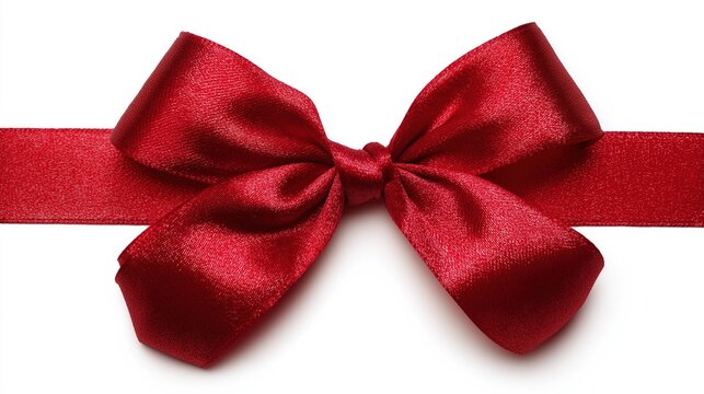 Red satin ribbon in a graceful bow, symbolizing elegance and sophistication