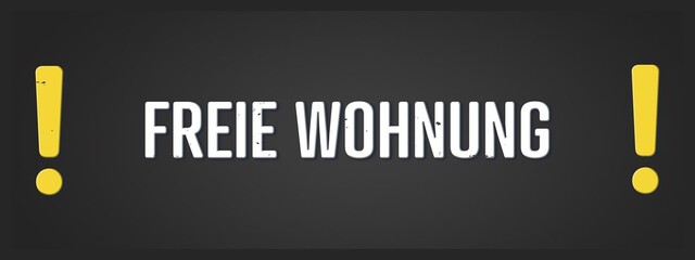 freie Wohnung (free apartment) - A blackboard illustration with white text.