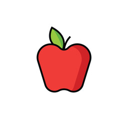 Red apple vector flat emoticon. Isolated Red apple emoji illustration. Apple icon