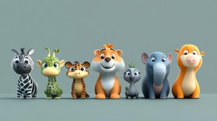 Obraz premium Cartoon animals in a row (5)