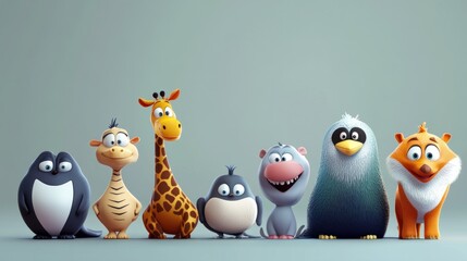 Obraz premium Cartoon animals in a row (13)