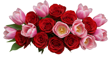 Red and Pink Tulip Bouquet: Floral Arrangement Image