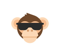Cool monkey with glasses vector isolated icon illustration