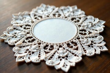 Obraz premium Intricate floral lace doily, delicate scallops , pattern, fabric