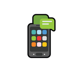 Smartphone messaging vector isolated emoticon. SMS emoji. Mobile phone chatting color icon