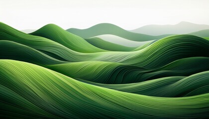green rolling hills white background