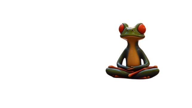 Frog in Meditation Pose Serene and Colorful Sculpture for Yoga Wellness and Relaxation Theme