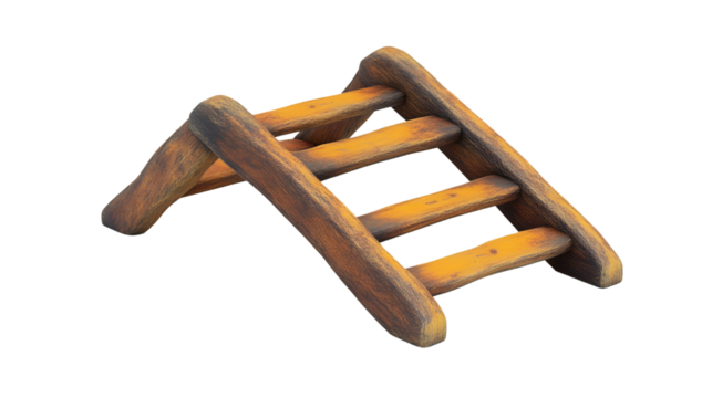 Wooden Ladder Design A Detailed 3D Model of a Rustic Handcrafted Staircase for Decorative or